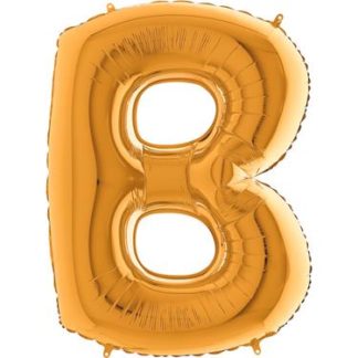 Złoty balon foliowy w kształcie litery B