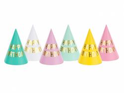 Kolorowe czapeczki papierowe na urodziny