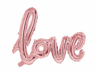 Różowe złoto balon w kształcie napisu "love"