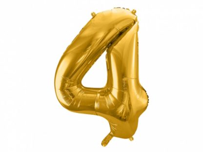 Złoty balon foliowy w kształcie cyfry 4