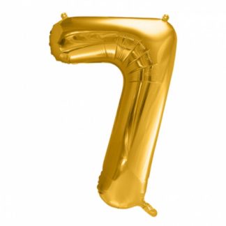 Złoty balon foliowy w kształcie cyfry 7