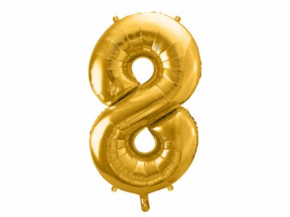 Złoty balon foliowy w kształcie cyfry 8
