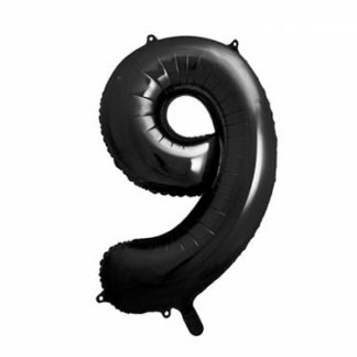 Czarny balon foliowy w kształcie cyfry 9
