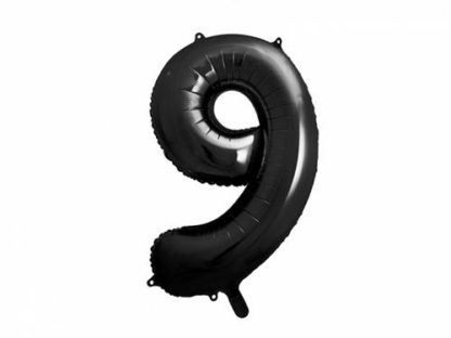 Czarny balon foliowy w kształcie cyfry 9