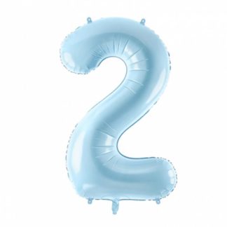Niebieski balon foliowy w kształcie cyfry 2