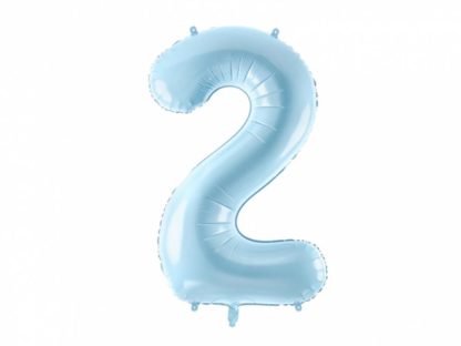 Niebieski balon foliowy w kształcie cyfry 2