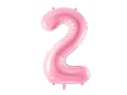 Różowy balon foliowy w kształcie cyfry 2