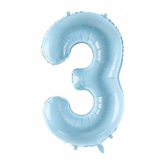 Niebieski balon foliowy w kształcie cyfry 3