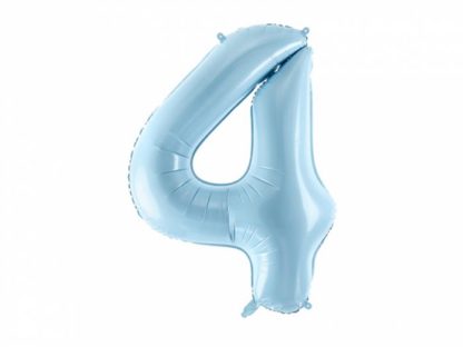 Niebieski balon foliowy w kształcie cyfry 4