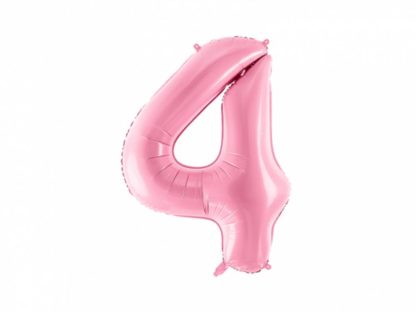 Różowy balon foliowy w kształcie cyfry 4