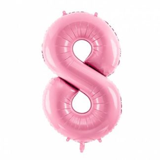Różowy balon foliowy w kształcie cyfry 8