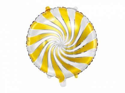 Balon foliowy w kształcie złoto-białego cukierka