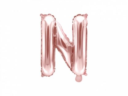 Różowe złoto balon foliowy w kształcie litery N