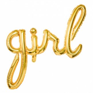 Złoty balon w kształcie napisu "girl"
