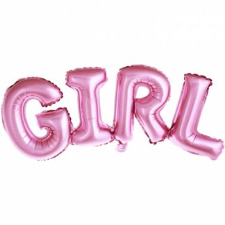 Różowe balony-litery w kształcie napisu "girl"