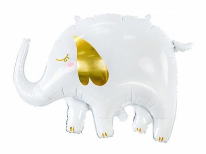 Balon foliowy w kształcie białego słonika