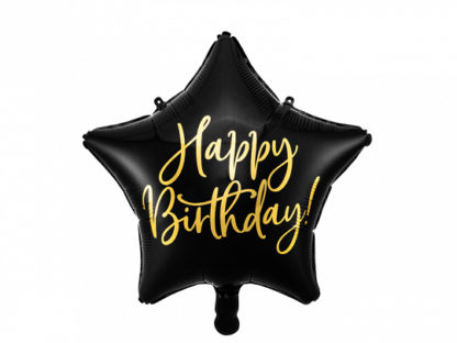 Czarny balon foliowy w kształcie gwiazdki na urodziny