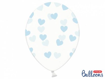 Balon lateksowy z niebieskimi serduszkami