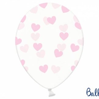 Balon lateksowy z różowymi serduszkami