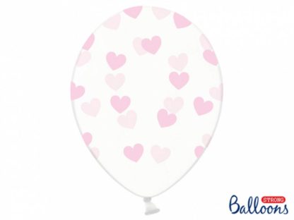 Balon lateksowy z różowymi serduszkami