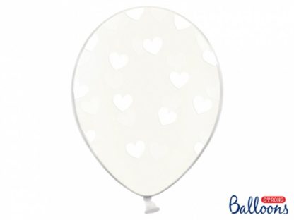 Balon lateksowy z biały serduszkami