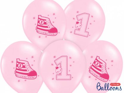 Zestaw różowych balonów lateksowych na pierwsze urodziny