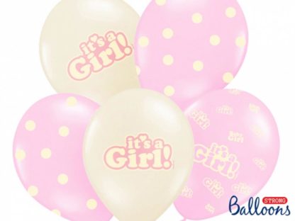 Zestaw różowych balonów lateksowych na baby shower dla dziewczynki