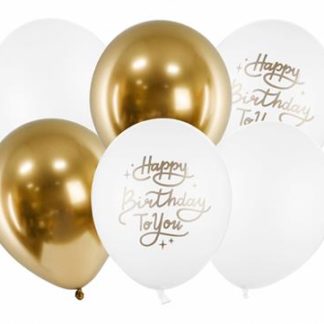 Białe i złote balony lateksowe na urodziny