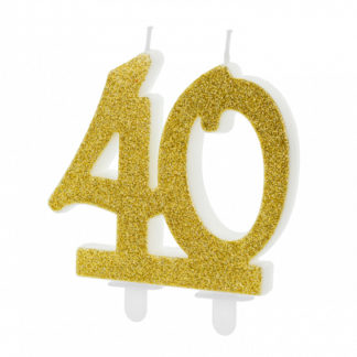 Złota świeczka na tort w kształcie liczby 40