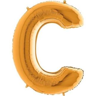 Złoty balon foliowy w kształcie litery C
