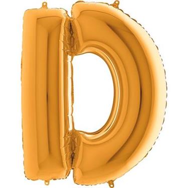 Złoty balon foliowy w kształcie litery D