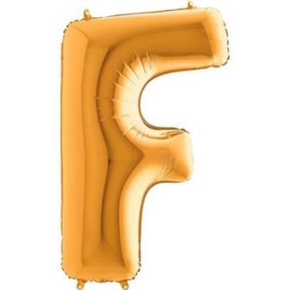 Złoty balon foliowy w kształcie litery F
