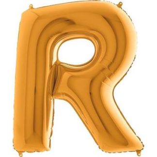 Złoty balon foliowy w kształcie litery R