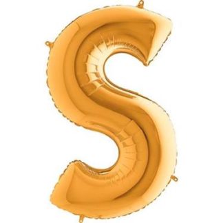 Złoty balon foliowy w kształcie litery S