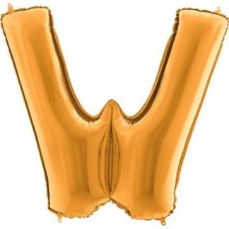 Złoty balon foliowy w kształcie litery W