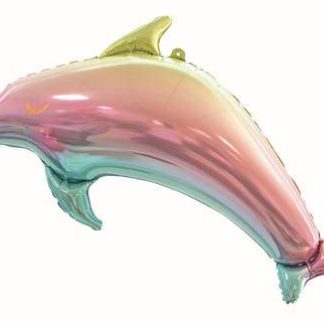 Tęczowy balon foliowy w kształcie delfina