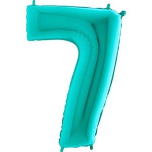 Miętowy balon foliowy w kształcie cyfry 7