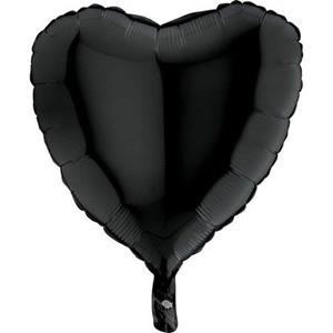 Czarny balon foliowy w kształcie serca