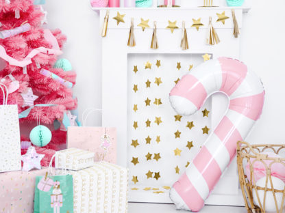 Dekoracje świąteczne z balonem w kształcie cukrowej laski różowej