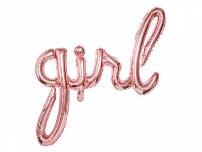 Balon w kształcie napisu "girl" w kolorze różowego złota