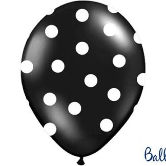 Czarny balon lateksowy w białe kropki