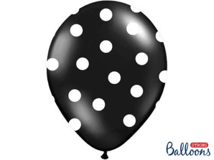 Czarny balon lateksowy w białe kropki