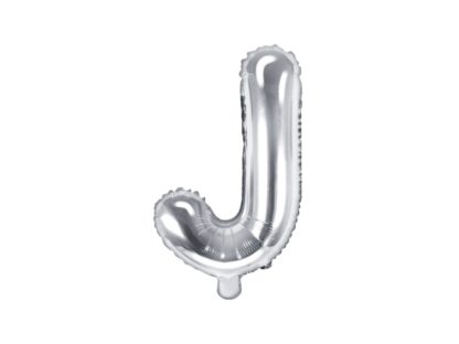 Srebrny balon foliowy w kształcie litery J