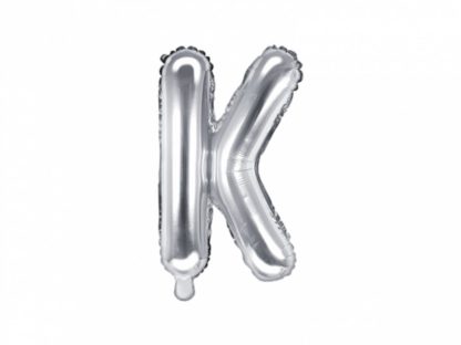 Srebrny balon foliowy w kształcie litery K