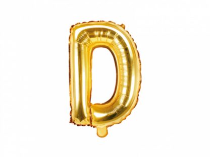 Złoty balon foliowy w kształcie litery D