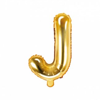 Złoty balon foliowy w kształcie litery J